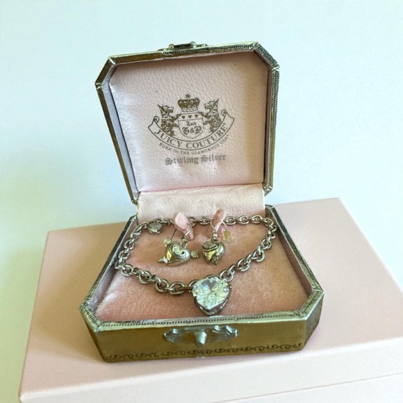 Juicy Couture Jewelry - Juicy Couture Silver and Gold Heart Charm Bracelet Set